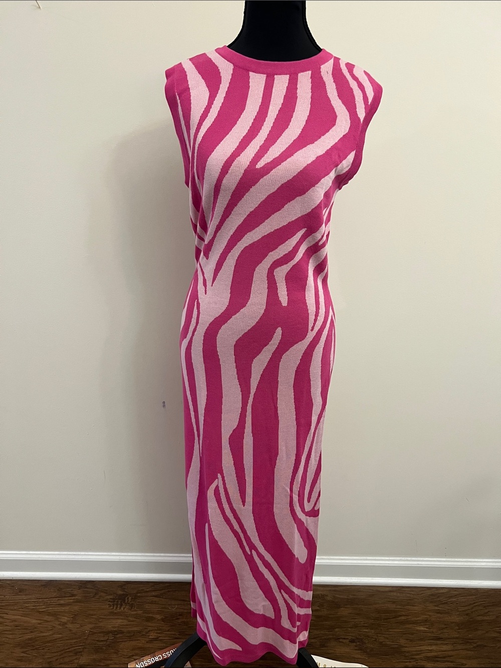 Sleeveless Pink Zebra-Print Maxi/Bodycon Dress